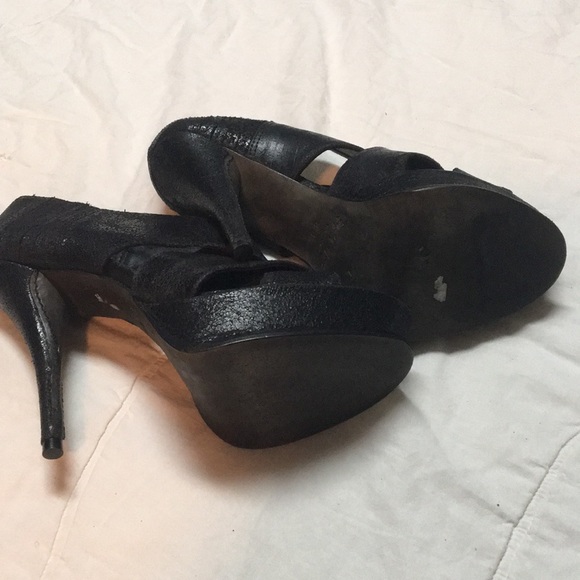 Elizabeth and James Black Pebbled Leather Platform 5” Heels - size 8 - Picture 15 of 15